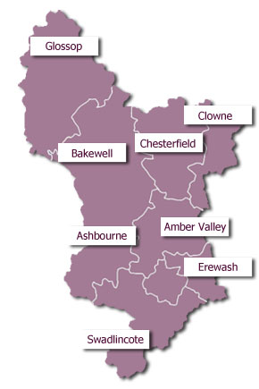 Map of Derbyshire